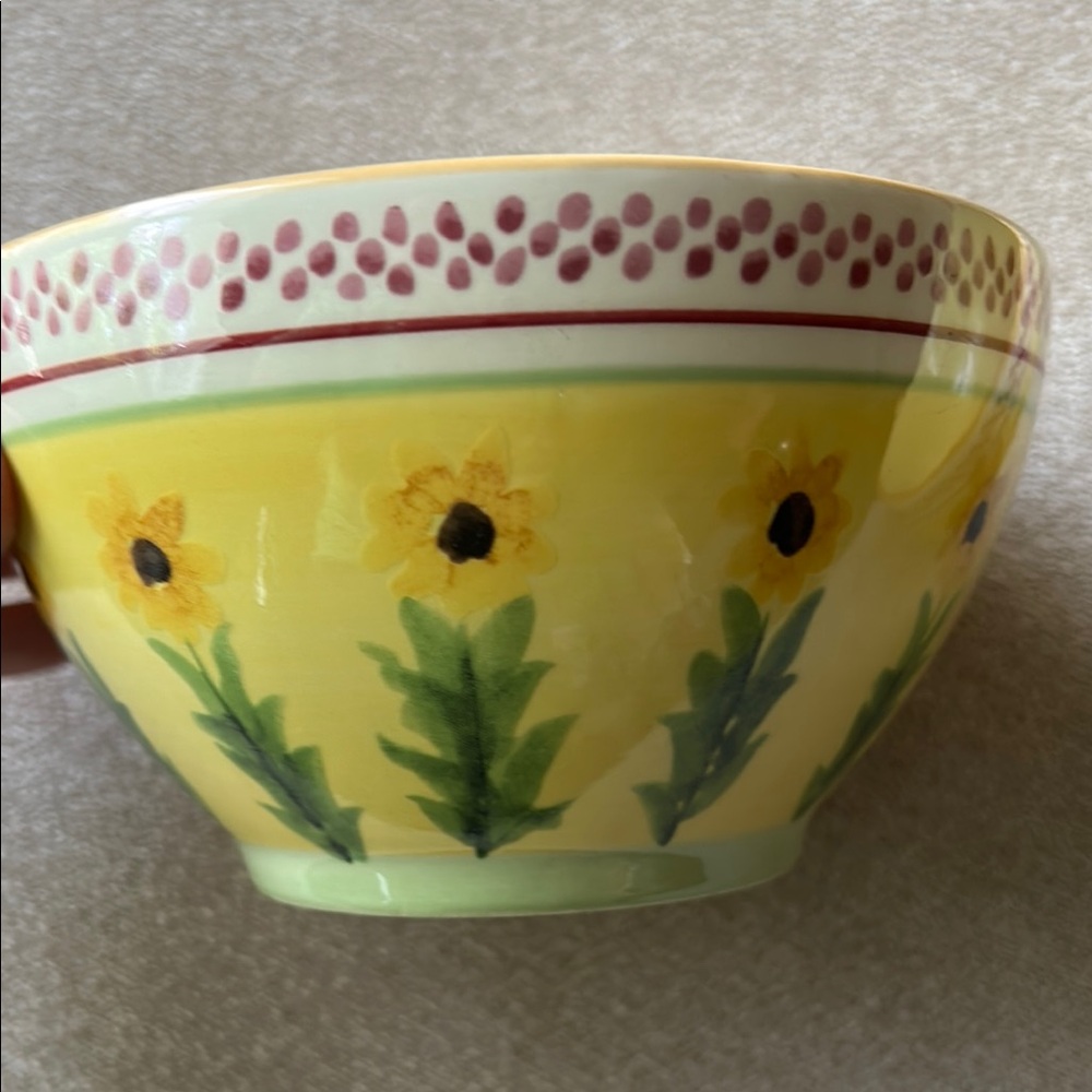 Set of 2 Yellow Floral Ceramic Bowl